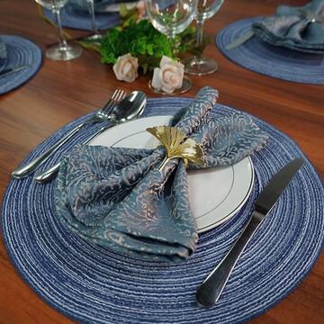 Tovaglietta Americana Zil Rotonda Blu - d 38 cm - Sottopiatto - Trama Intrecciata