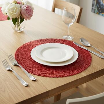 Tovaglietta Americana Rotonda Rossa d 38 cm - Sottopiatto - Motivo Traforato
