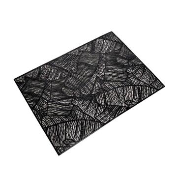 Tovaglietta Americana Nera Rettangolare 30x45 cm - Sottopiatto - con Motivo Traforato Foliage