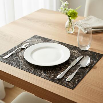 Tovaglietta Americana Nera Rettangolare 30x45 cm - Sottopiatto - con Motivo Traforato Foliage