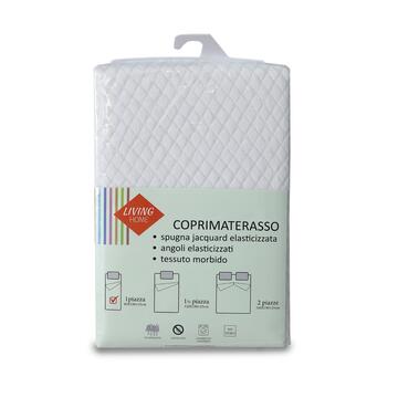 Coprimaterasso Jacquard Bianco Letto Singolo  80x190 cm con Angoli Elasticizzati - Traspirante e Antiacaro