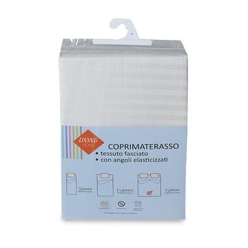 Coprimaterasso Fasciato Bianco Letto Matrimoniale 165x195 cm con Angoli Elasticizzati - Traspirante e Antiacaro