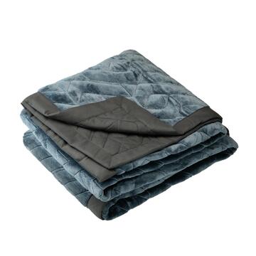 Coperta Trapuntata Blu e Nera 210x140 cm
