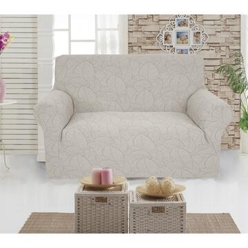 Copri Divano 2 Posti Folia Grigio 145-185cm con Motivo Foglia