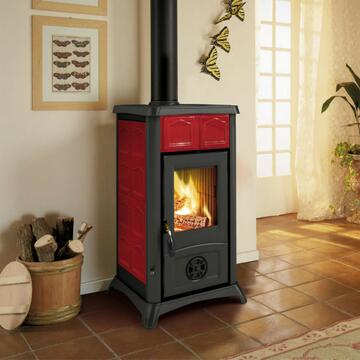 La Nordica - Stufa Cucina a Legna Gemma Bordeaux - 46x49,5 h 84 cm - Made in Italy