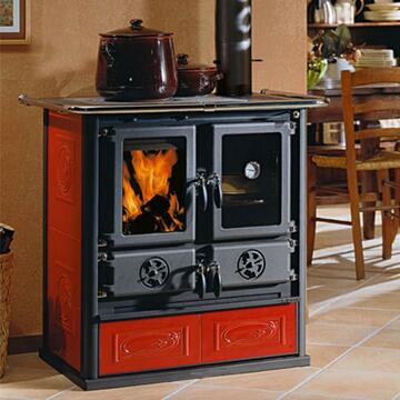 La Nordica - Stufa Cucina a Legna Rosetta Liberty Bordeaux 88,5x57,2 h84,3 cm - con Piano Cottura e Forno - Made in Italy