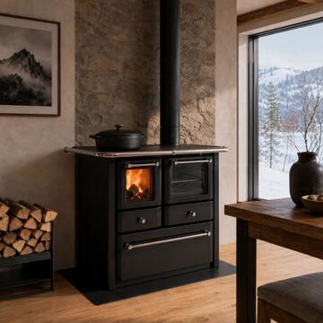 Lincar Stufa Cucina a Legna Gaia Fucile 149AV con Forno Integrato - 6,3 kW, 200 mc Riscaldabili - 98x85 h67 cm - Made in Italy