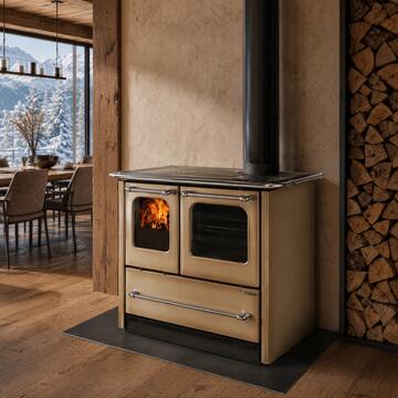 La Nordica Stufa Cucina a Legna Sovrana Easy Evo 2.0 Caramello - 7,5 kW, 215 mc Riscaldabili - 96,4x64,1 h84,8 cm - Made in Italy