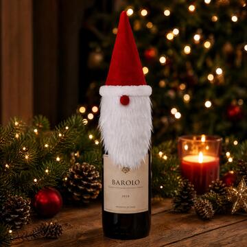 Copribottiglia Natalizio Babbo Natale - Barba Bianca e Cappello Rosso