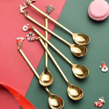 Confezione 6 Posate Oro Segnaposto Decorative - per Cene e Pranzi di Natale - Decorazioni Natalizie