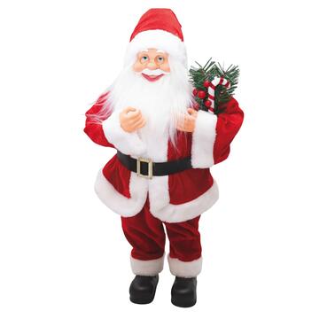 Babbo Natale con Rametto Verde h 50 cm - Soprammobile - Decorazione Natalizia