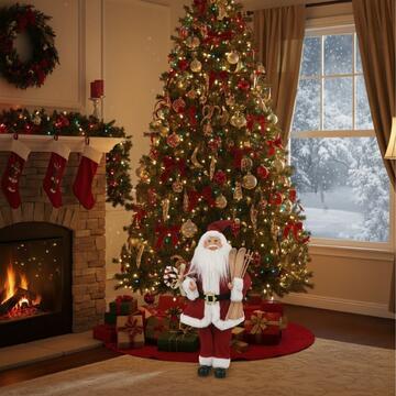 Babbo Natale con Sci e Bastoncini di Zucchero h 50 cm - Soprammobile - Decorazione Natalizia