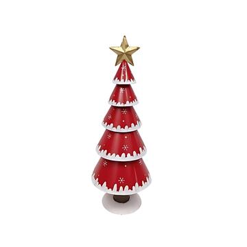 Albero di Natale in Latta h 33 cm - 12x12 h33 cm - Rosso e Bianco - Decorazione Natalizia