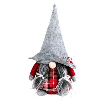Gnomo Natalizio con Cappello e Tartan, h 23 cm - Maschio o Femmina (Scegli dopo l'ordine)