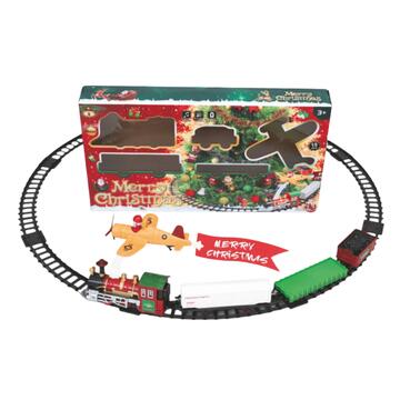 Trenino Natalizio e Aeroplanino con Luci e Musica a Batteria - 15 Pezzi - 3+ Anni - Decorazione/Gioco Natalizio