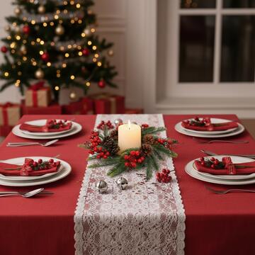 Girocandela con Bacche Rosse e Pigne d 40 cm - Decorazione Natalizia - Addobbo di Natale