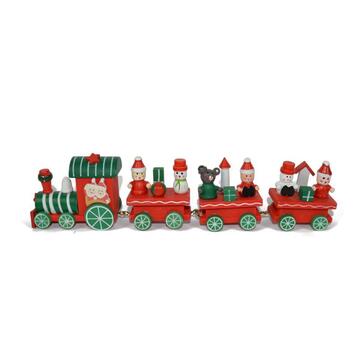 Trenino Natalizio in Legno l 24 cm - Locomotiva + 4 Vagoni - Decorazione Natalizia - Addobbo di Natale