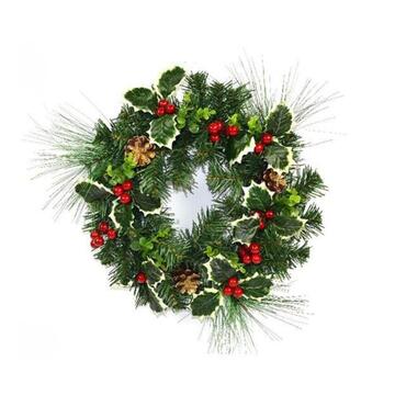 Dietroporta Ghirlanda Aghifoglio e Pigne d 35 cm - Decorazione Natalizia - Addobbo di Natale