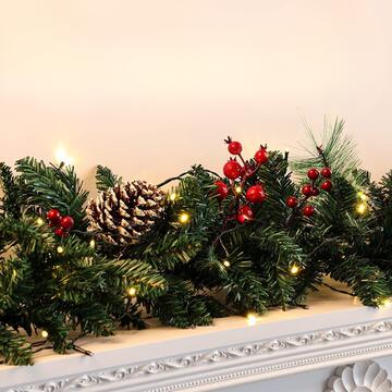 Trancio/Ramo di Pino Verde Artificiale di Natale 30x270 cm - Decorazione Natalizia - Addobbo di Natale