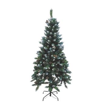 Albero di Natale Bucaneve Verde con Punte Bianche h 150 cm - 280 Rami - Albero Artificiale con Supporto in MetalloAlbero di Natale Abete Bucaneve 150cm 280 Rami