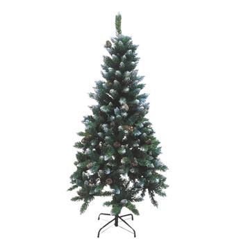 Albero di Natale Bucaneve Verde con Punte Bianche h 120 cm - 180 Rami - Albero Artificiale con Supporto in Metallo