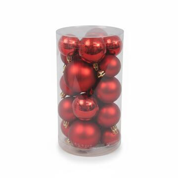 Palline di Natale Assortite 20 Sfere - Rosso - Lucide e Opache - per Albero di Natale - Decorazioni Natalizie