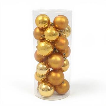 Palline di Natale Assortite 24 Sfere - Oro - Lucide e Opache - per Albero di Natale - Decorazioni Natalizie
