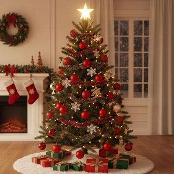 Palline di Natale Assortite 12 Sfere d 8 cm - Rosse - Glitter/Lucida/Perlata - per Albero di Natale - Decorazioni Natalizie