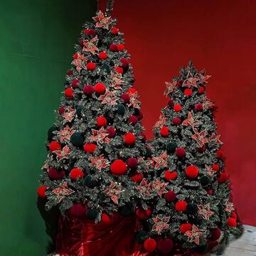 Set 6 Palline di Natale Rosse in Velluto - d 60 mm - per Albero di Natale - Decorazioni Natalizie