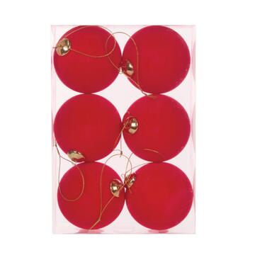 Set 6 Palline di Natale Rosse in Velluto - d 80 mm - per Albero di Natale - Decorazioni Natalizie