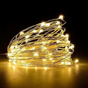 Filo Luci di Natale a Led con Giochi di Luce - Bianco Caldo - 5,2 mt - Decorazioni Di Natale - per Interno ed Esterno