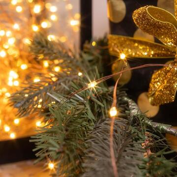 Filo Luci di Natale a Led con Giochi di Luce - Bianco Caldo - 5,2 mt - Decorazioni Di Natale - per Interno ed Esterno