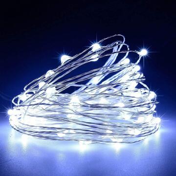 Filo Luci di Natale a Led con Giochi di Luce - Bianco Freddo - 5,2 mt - Decorazioni Di Natale - per Interno ed Esterno