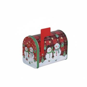 Scatola di Latta a Forma di Cassetta della Posta - Fantasia Pupazzo di Neve/Calza (Scegli dopo l'ordine)