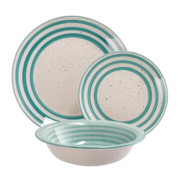 Servizio Set Navy 18 Piatti in Ceramica con Righe - Verde