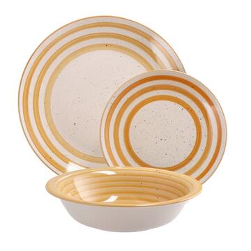 Servizio Set Navy 18 Piatti in Ceramica con Righe - Arancione