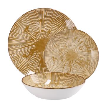 Servizio Set 18 Piatti in Ceramica - Fantasia Ocra