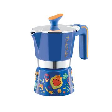 Caffettiera Blu Frida Kahlo 2 Tazzine di Caffè, Moka di Design Italiano