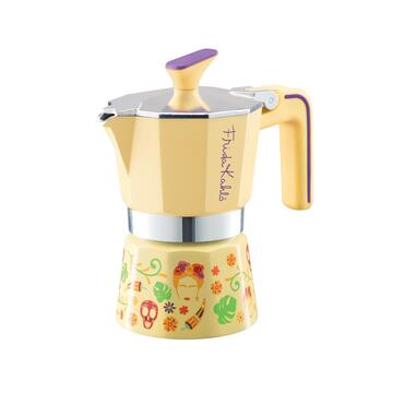 Caffettiera Gialla Frida Kahlo 2 Tazzine di Caffè, Moka di Design Italiano