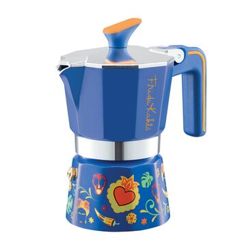 Caffettiera Gialla Frida Kahlo 6 Tazzine di Caffè, Moka di Design Italiano