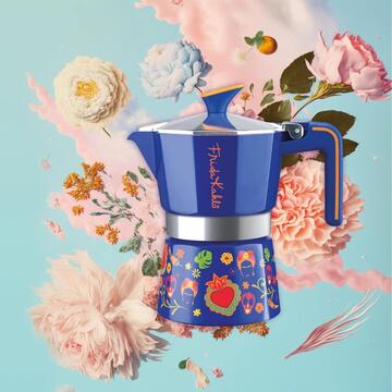 Caffettiera Gialla Frida Kahlo 6 Tazzine di Caffè, Moka di Design Italiano