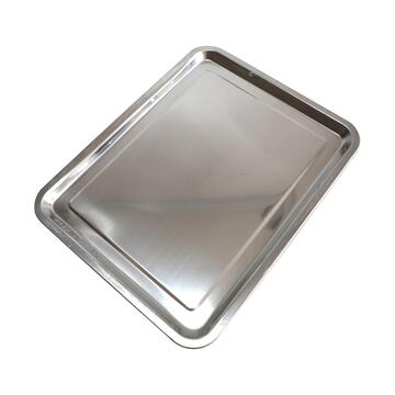 Vassoio Rettangolare in Acciaio Inox 29x39 cm da Servizio con Bordi Rialzati