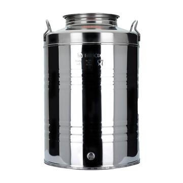 Minox - Fusto Graffato in Acciaio Inox 50 lt per Uso Alimentare - con 2 Maniglie + Tappo Ermetico