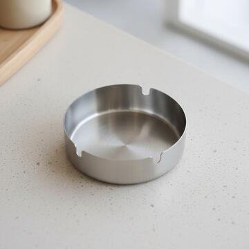 Posacenere in Acciaio Inox Rotondo d 8 cm - per Abitazioni, Bar, Ristoranti, Terrazze