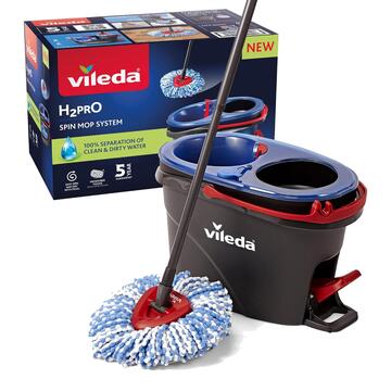 Vileda H2Pro Spin Mop, Sistema Lavapavimenti con Centrifuga e Doppio Serbatoio