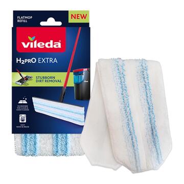 Vileda H2PrO Flat Mop Ricambio Refill - Panno in Microfibra - Rimozione dello Sporco Ostinato - Lavabile in Lavatrice -Per Tutti i Pavimenti