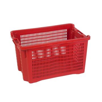 Cassetta Agricola Impilabile Aperta Rettangolare per Olive 40 lt - in Plastica Rossa con Fondo Chiuso