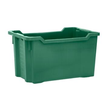 Cassetta Agricola Impilabile Rettangolare per Olive 40 lt - in Plastica Verde con Fondo e Lati Chiusi