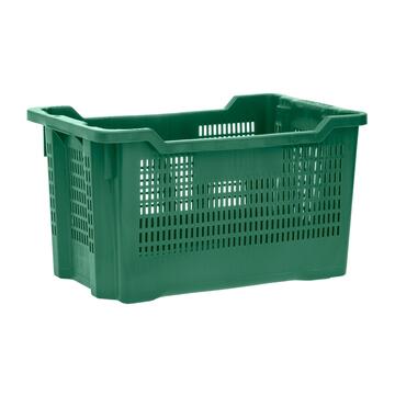 Cassetta Agricola Impilabile Semichiusa Rettangolare per Olive 40 lt - in Plastica Verde con Fondo Chiuso