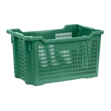 Cassetta Agricola Impilabile Aperta Rettangolare per Olive 40 lt - in Plastica Verde con Fondo Chiuso